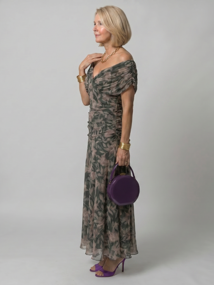 Violet &amp; Grace™ | Off Shoulder Flow Midi Dress
