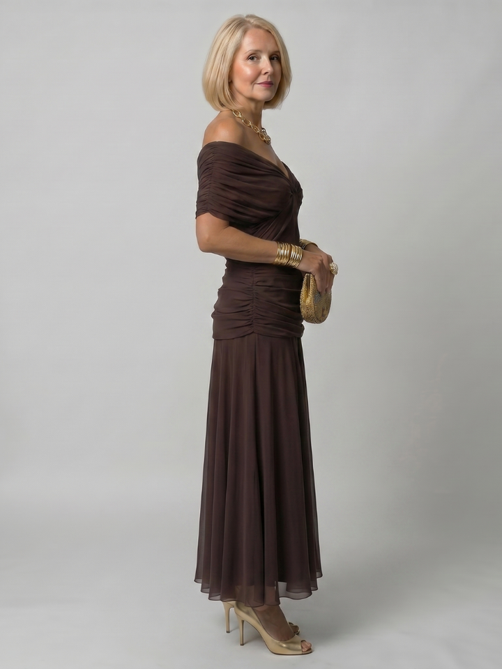 Violet &amp; Grace™ | Off Shoulder Flow Midi Dress