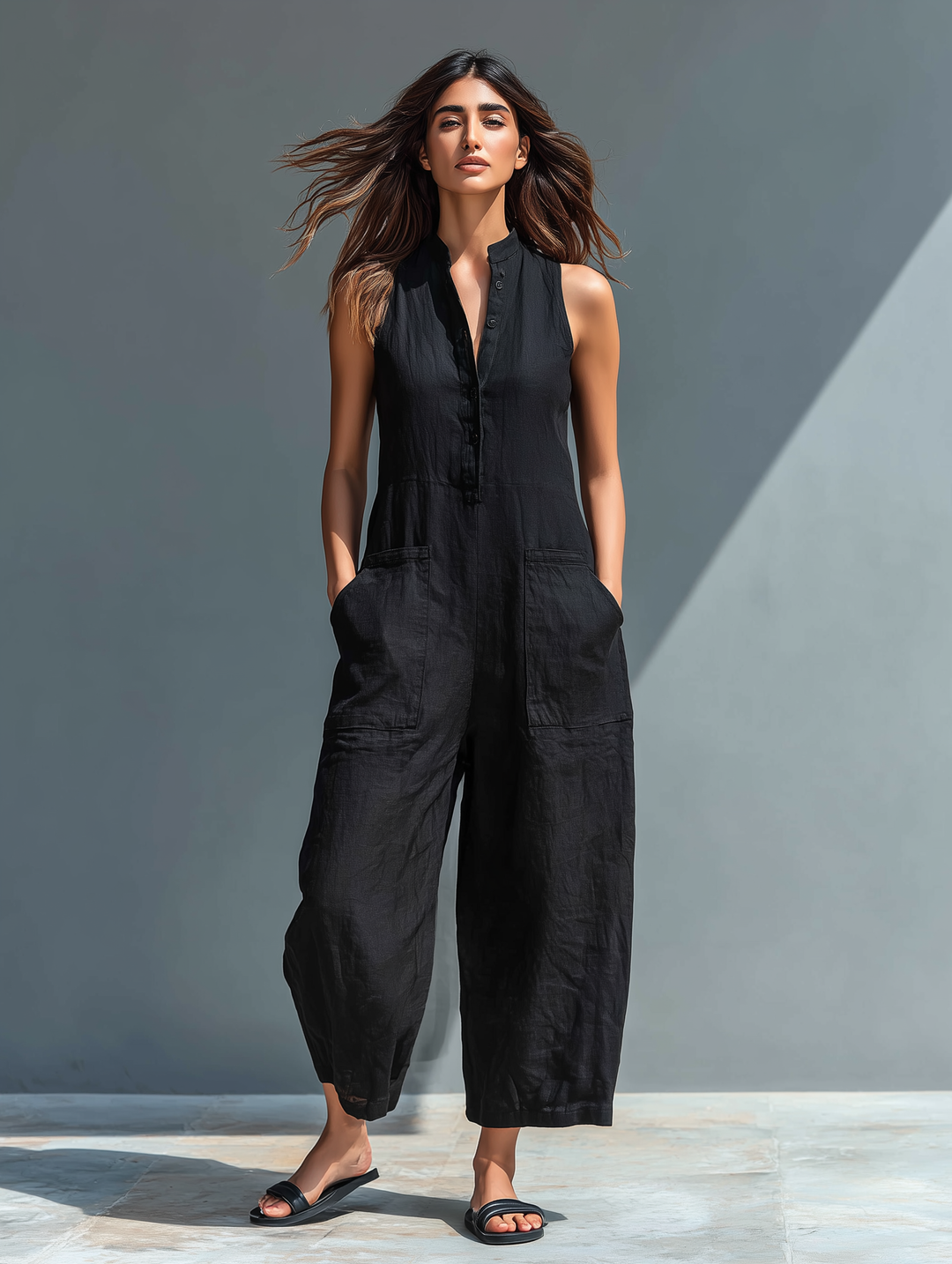 Jade - Sleeveless Linen Jumpsuit