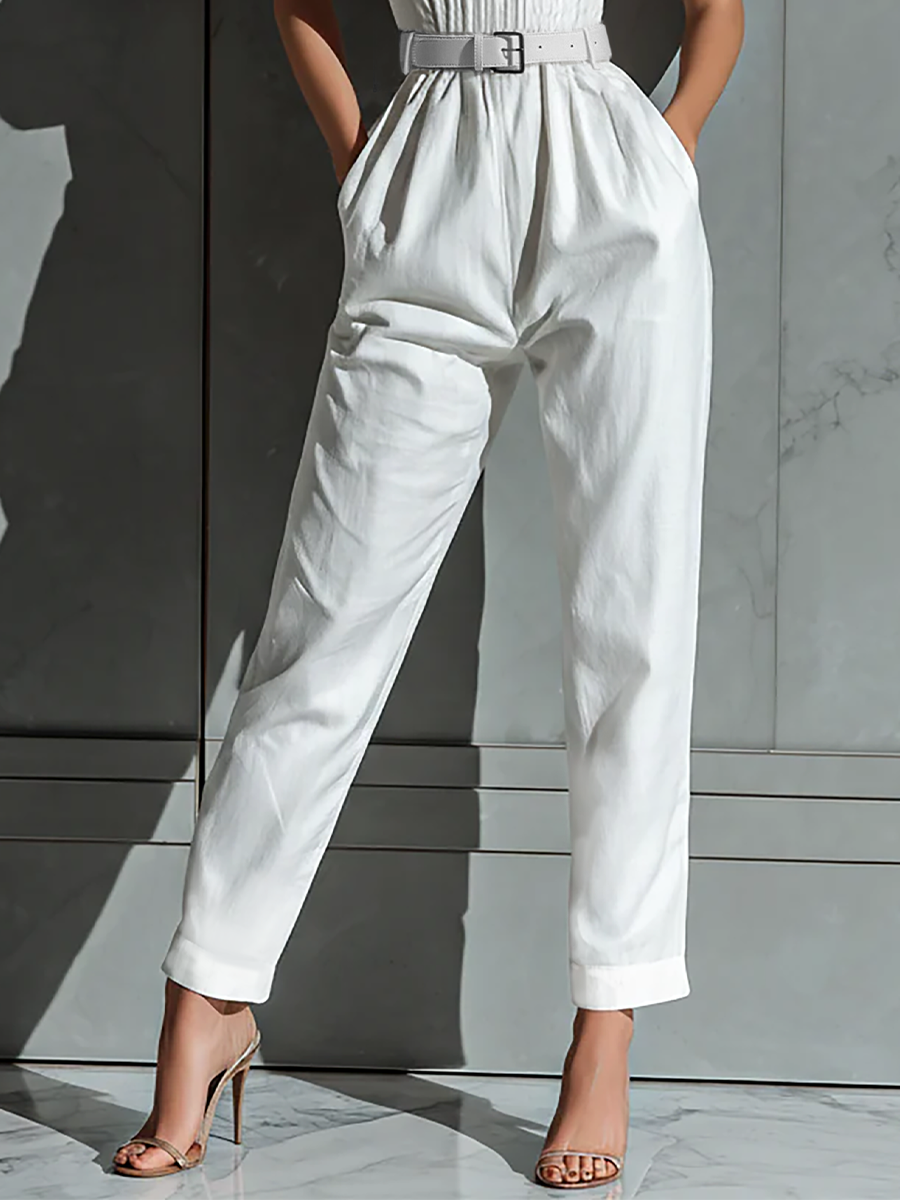 Manon - Wide Jumpsuit in Cotton and Linen Blend