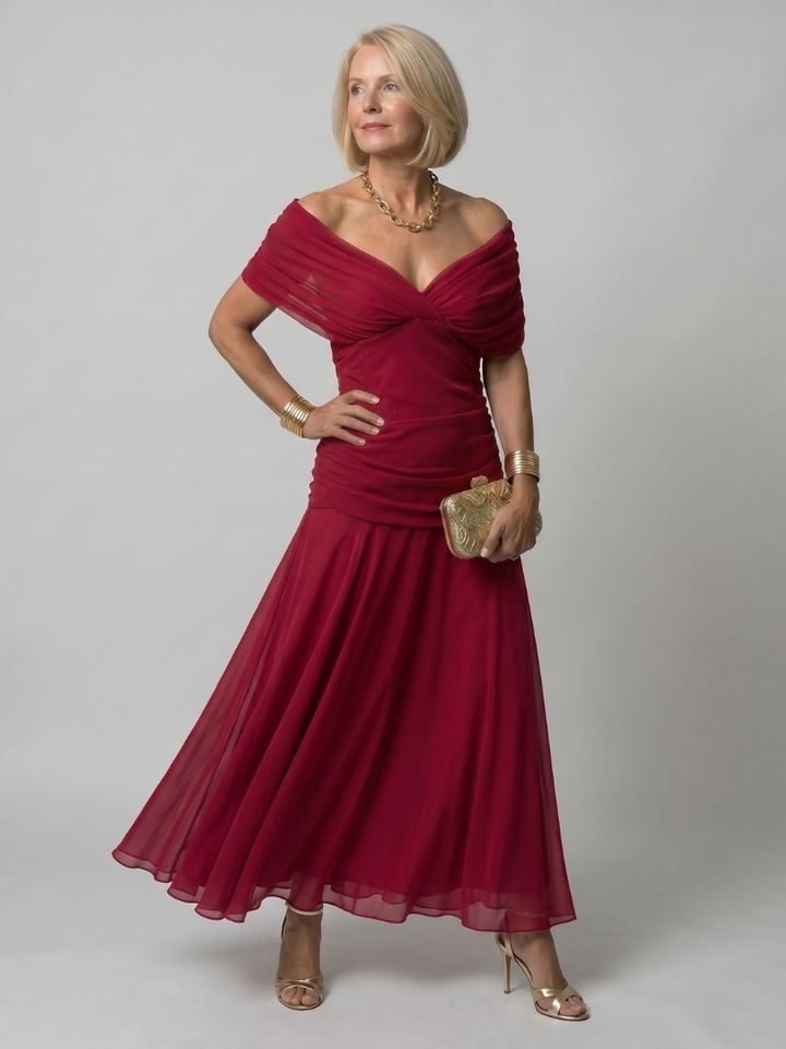 Violet &amp; Grace™ | Off Shoulder Flow Midi Dress