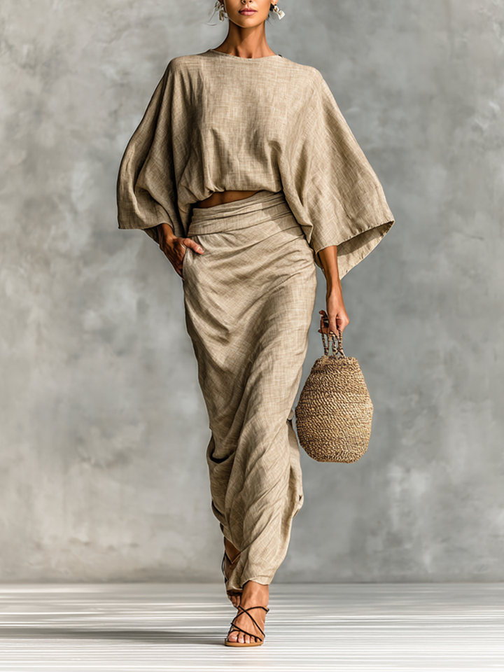 Laura - Two-Piece Set with Long Skirt in Linen Blend