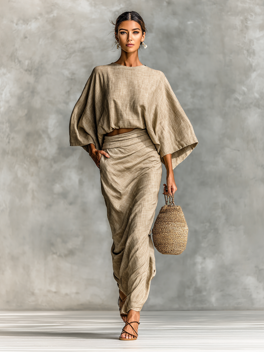 Laura - Two-Piece Set with Long Skirt in Linen Blend