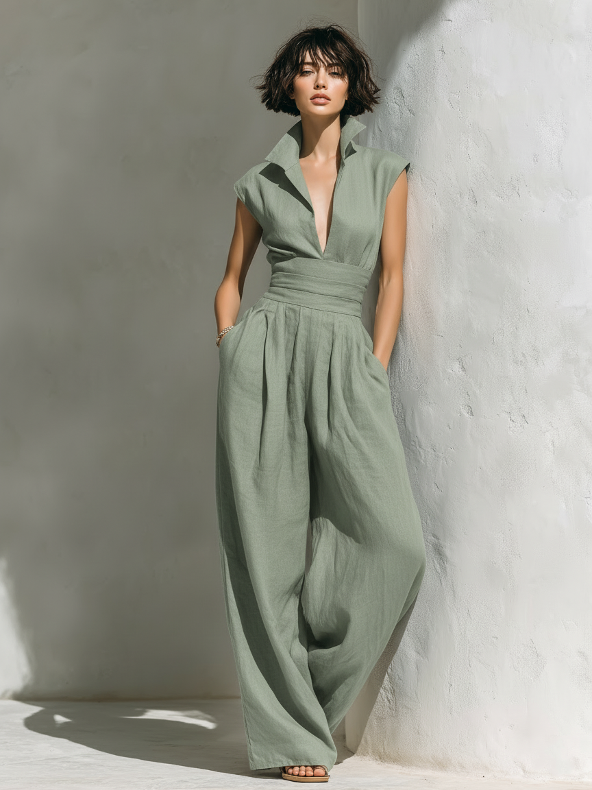 Anaïs - Minimalist Jumpsuit in Linen Blend