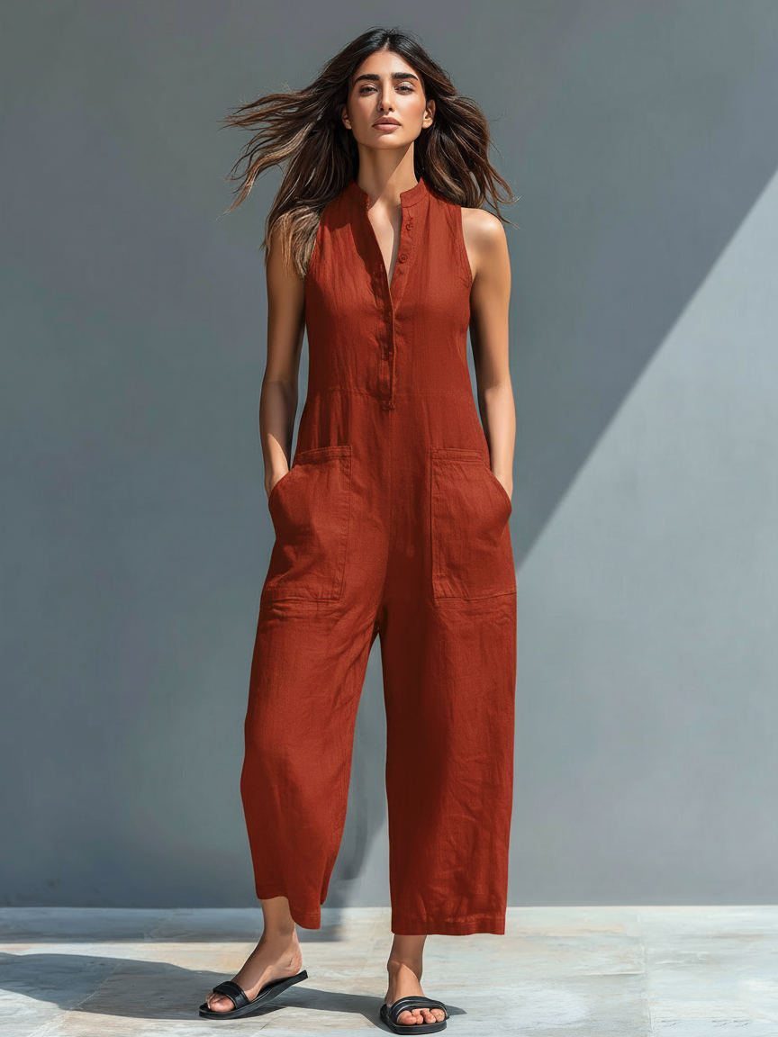 Jade - Sleeveless Linen Jumpsuit