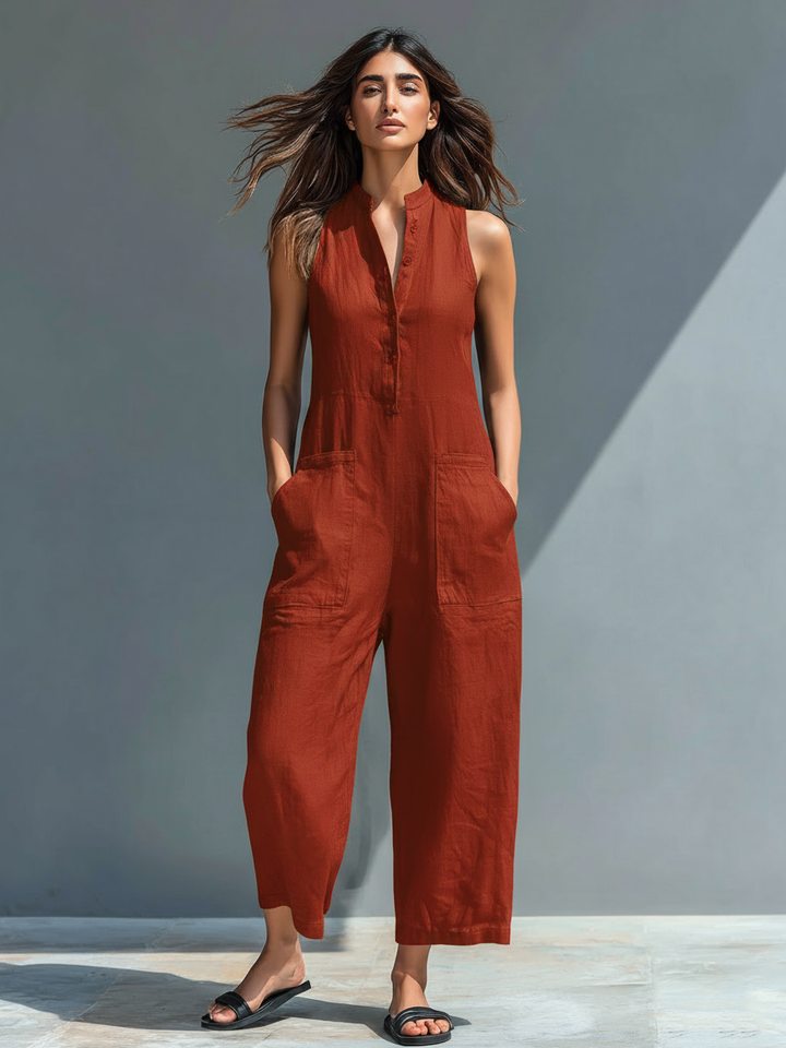 Jade - Sleeveless Linen Jumpsuit