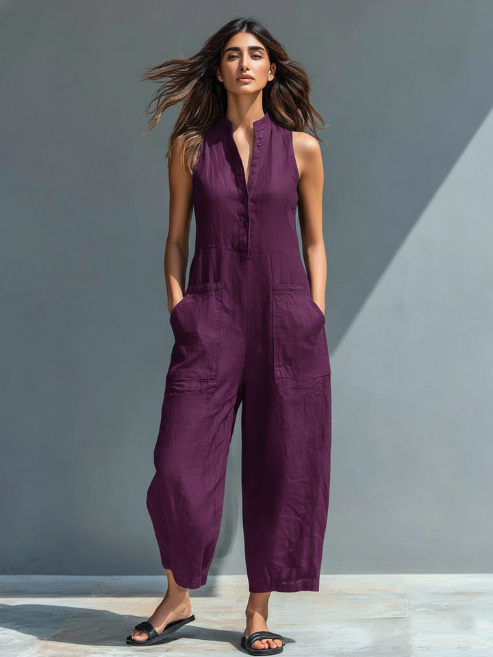 Jade - Sleeveless Linen Jumpsuit