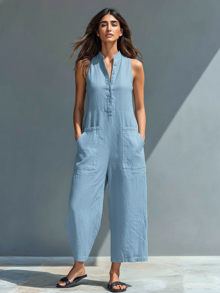 Jade - Sleeveless Linen Jumpsuit