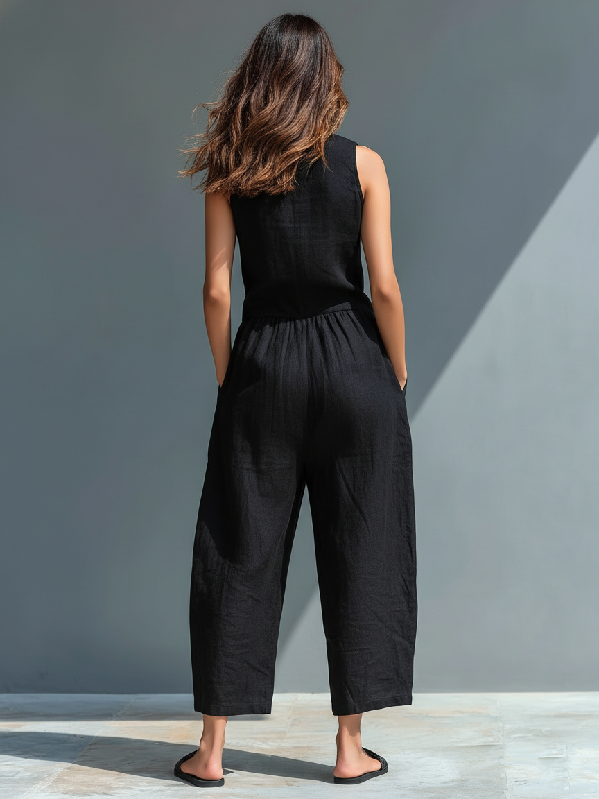 Jade - Sleeveless Linen Jumpsuit