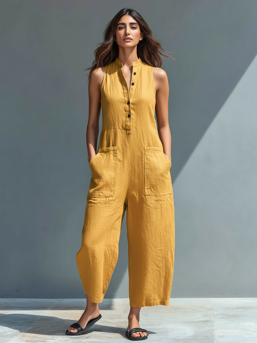 Jade - Sleeveless Linen Jumpsuit