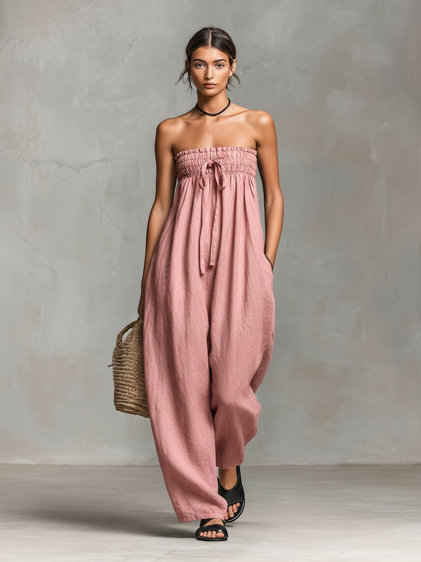 Fleur - Sleeveless Linen Blend Jumpsuit