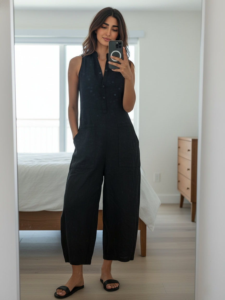Jade - Sleeveless Linen Jumpsuit