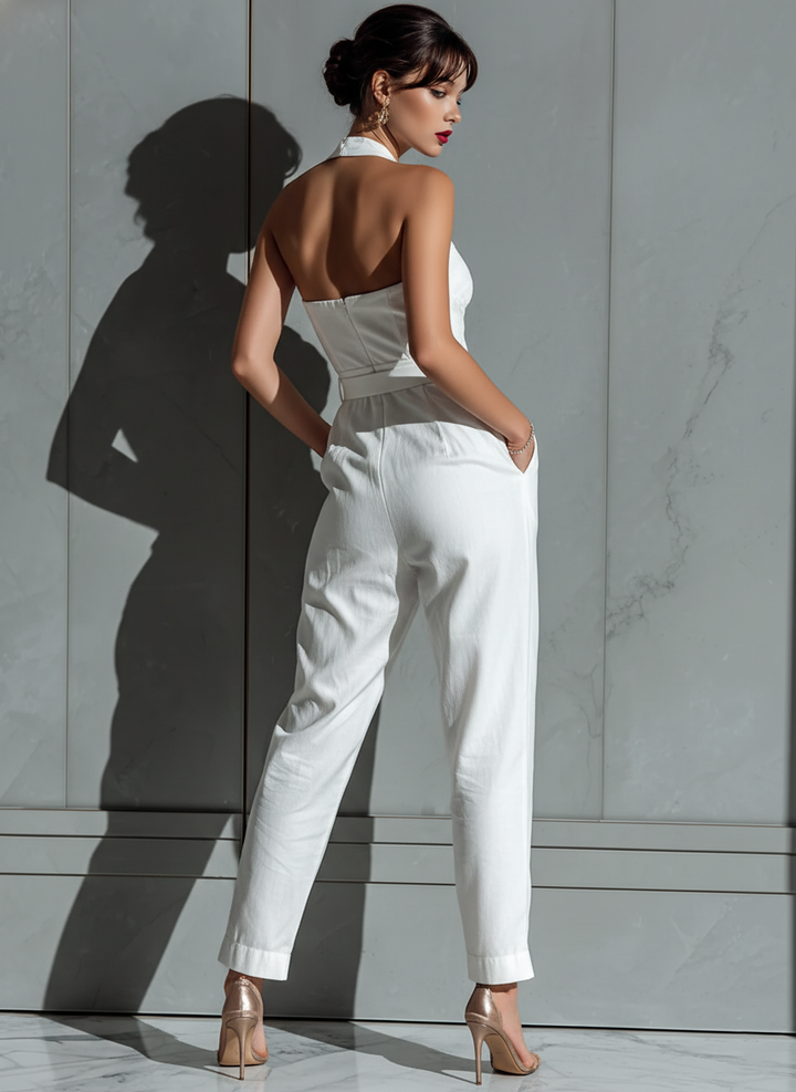 Manon - Wide Jumpsuit in Cotton and Linen Blend