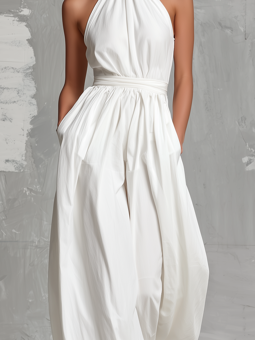 Josephine - Sleeveless White Crochet Jumpsuit