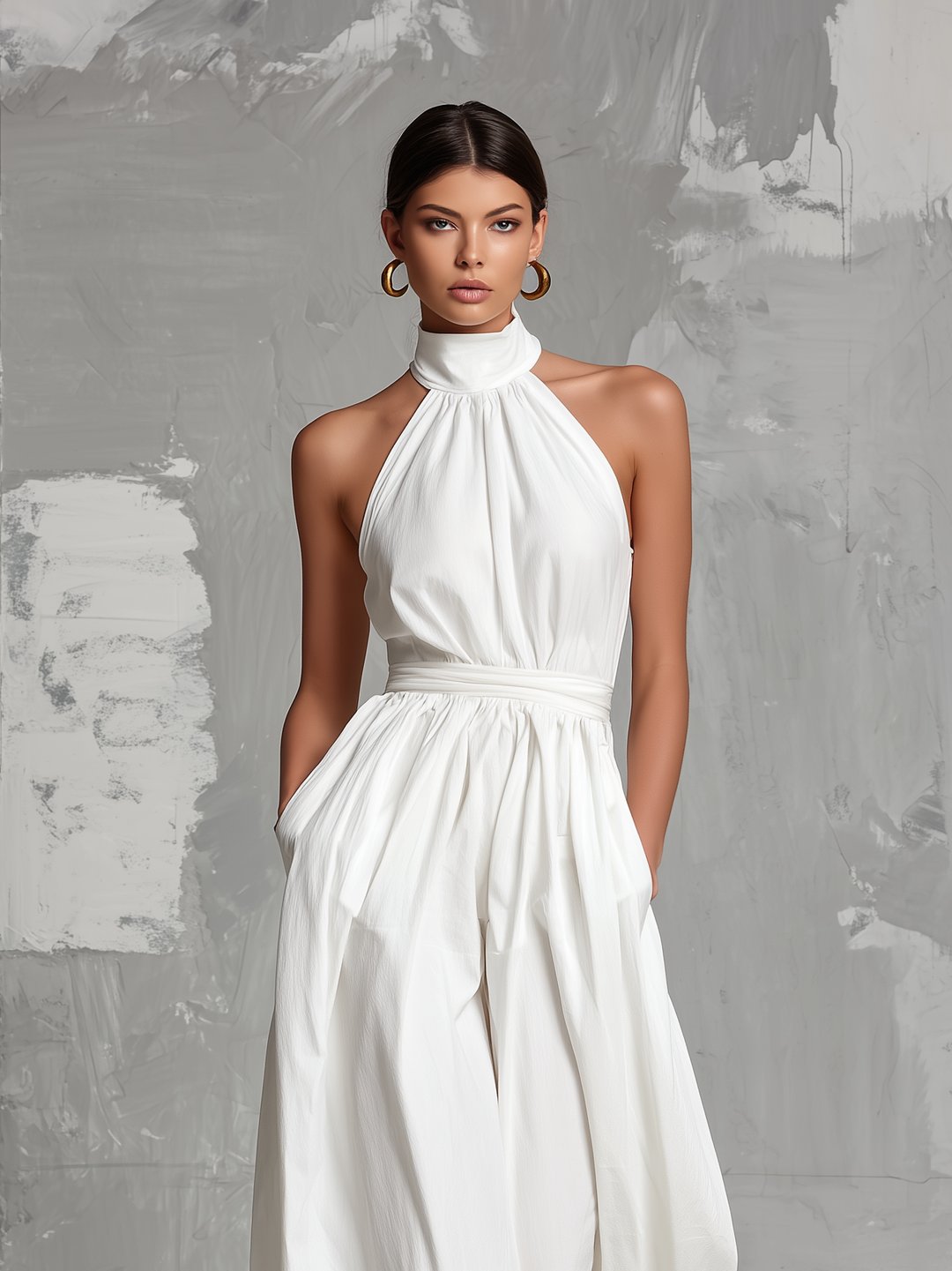 Josephine - Sleeveless White Crochet Jumpsuit