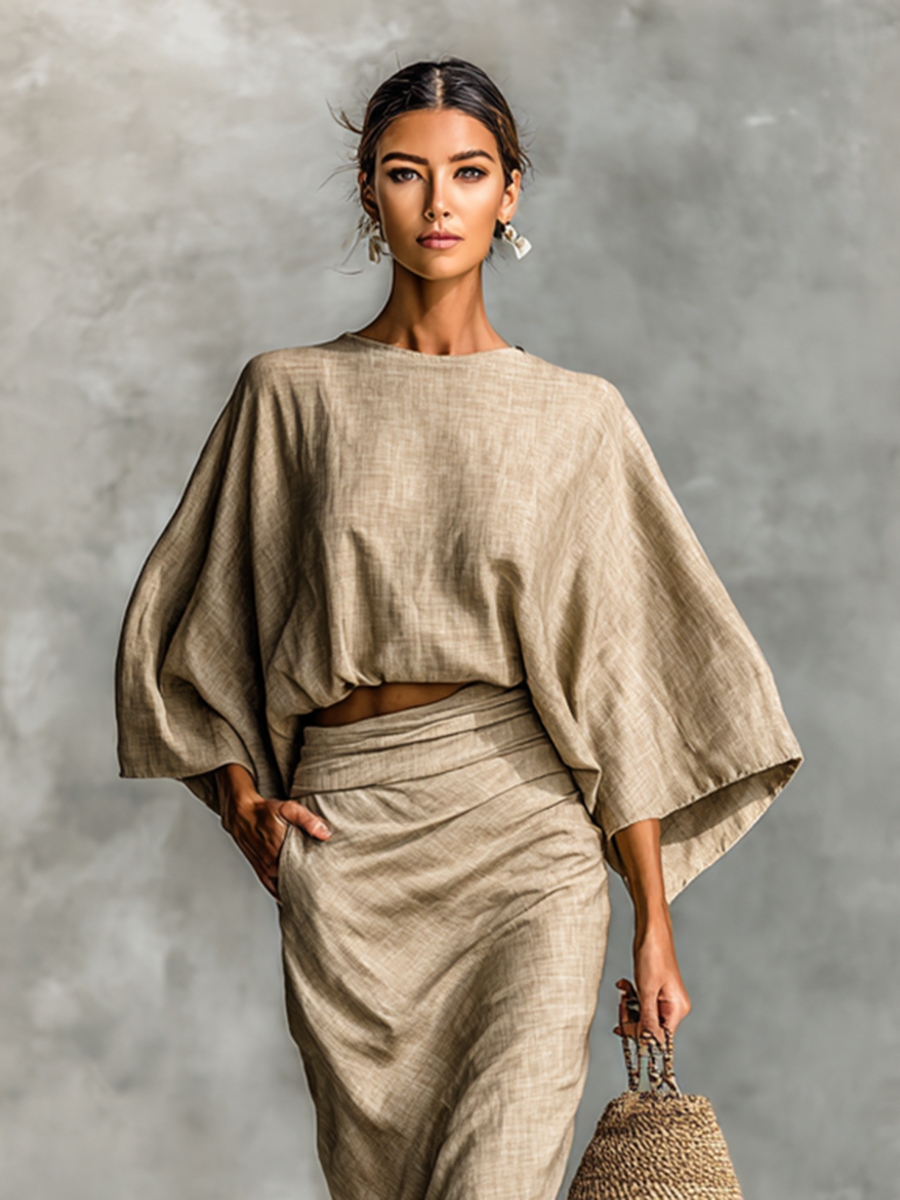 Laura - Two-Piece Set with Long Skirt in Linen Blend