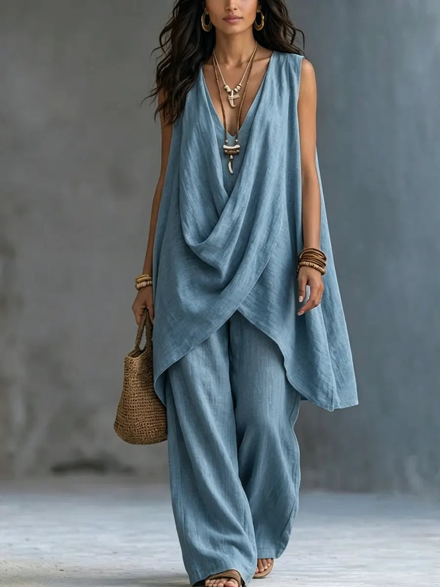 Geneva | Draped Outfit with Wide Trousers