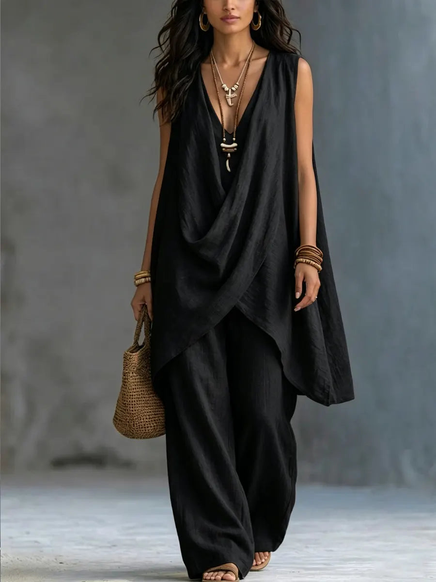 Geneva | Draped Outfit with Wide Trousers